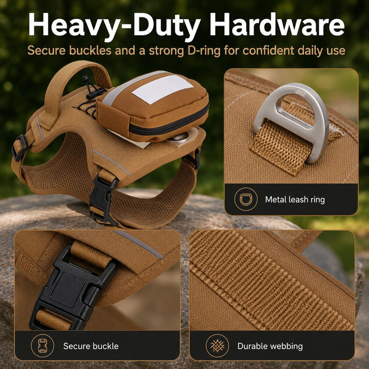 Tactical Dog Harness with Storage Pouch for Daily Walks, Training & Hiking