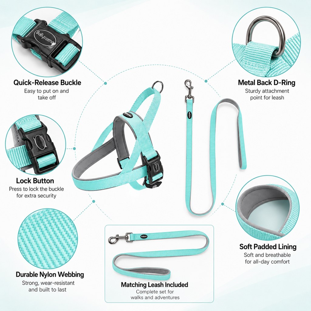 Quick-Fit Lightweight Dog Harness & Leash Set for Daily Walks