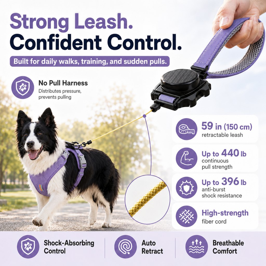2-in-1 No Pull Dog Harness with Built-in Retractable Leash