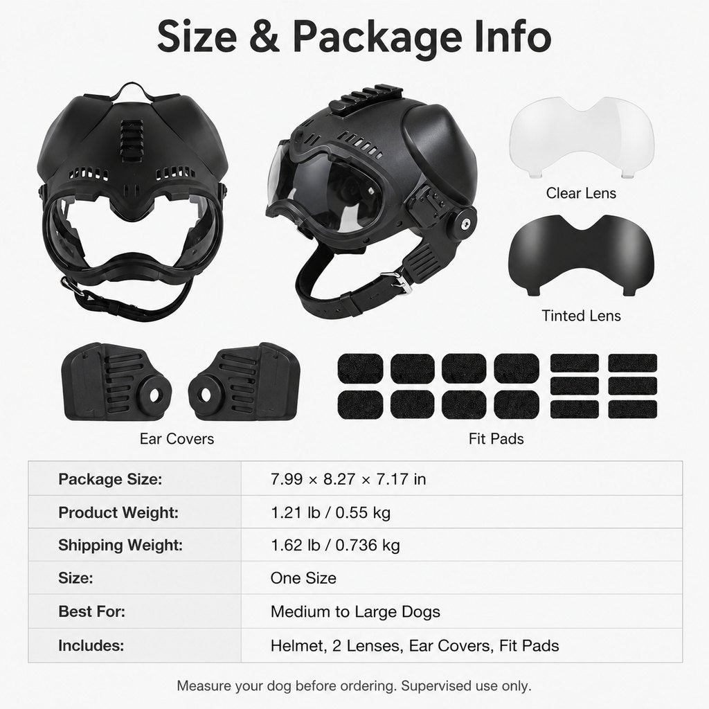 K9 Tactical-Style Dog Helmet with Goggles for Hiking & Outdoor Training
