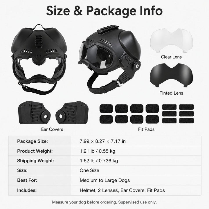K9 Tactical-Style Dog Helmet with Goggles for Hiking & Outdoor Training