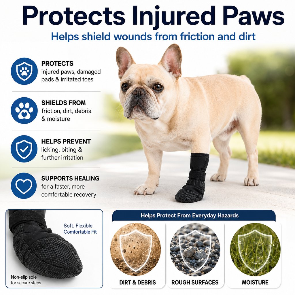 Dog Paw Recovery Boot for Home Rest & Walks | Anti-Lick Protective Cover for Injured Paws