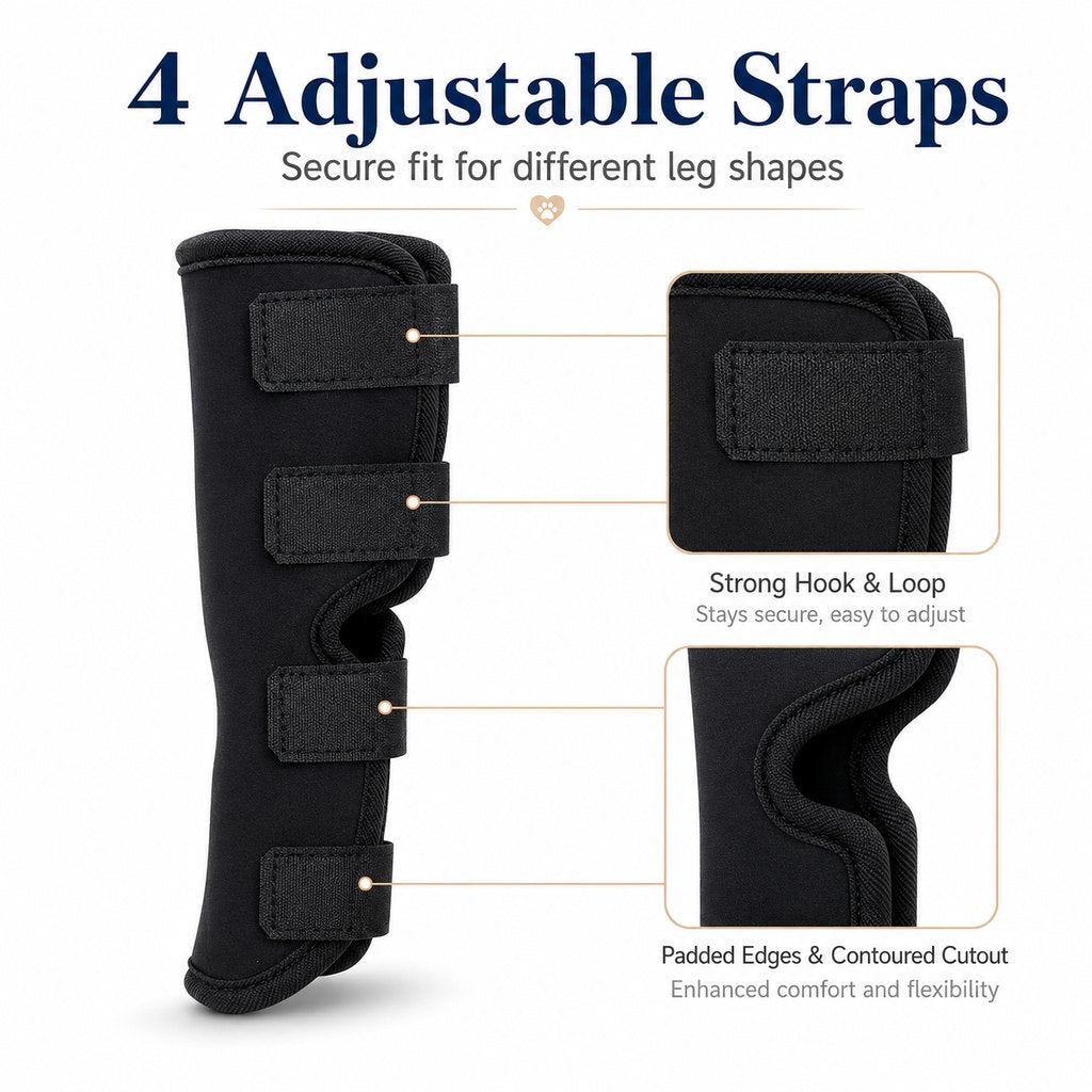 Dog Leg Recovery Brace for Post-Surgery Care, Adjustable Rear Leg Support to Help Protect Against Licking & Chewing