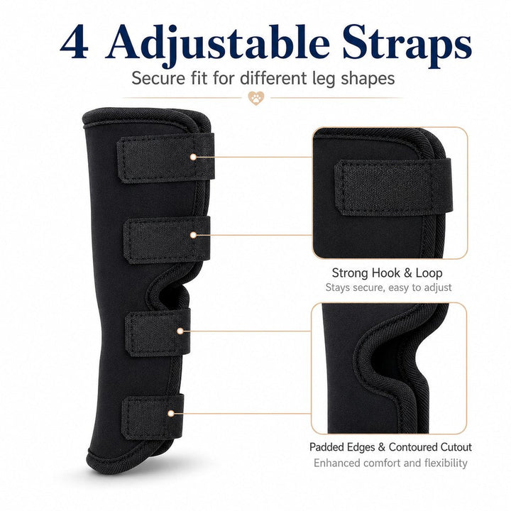 Dog Leg Recovery Brace for Post-Surgery Care, Adjustable Rear Leg Support to Help Protect Against Licking & Chewing