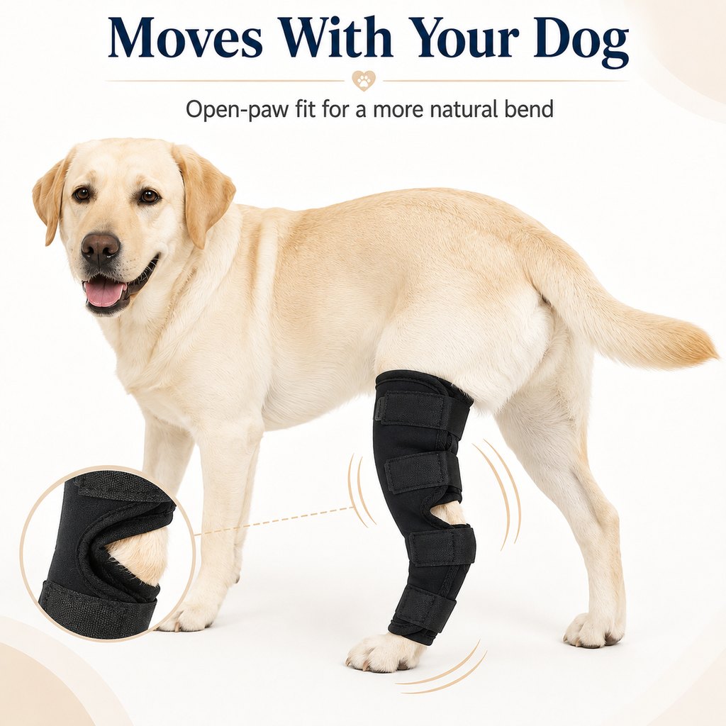 Dog Leg Recovery Brace for Post-Surgery Care, Adjustable Rear Leg Support to Help Protect Against Licking & Chewing