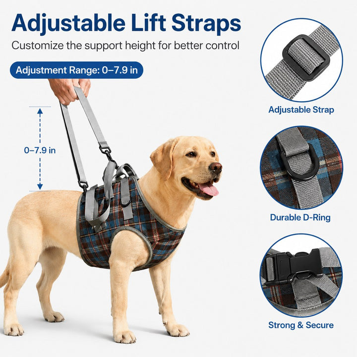 Dog Mobility Support Harness for Stairs & Cars | Front or Rear Lift Assist for Weak Legs