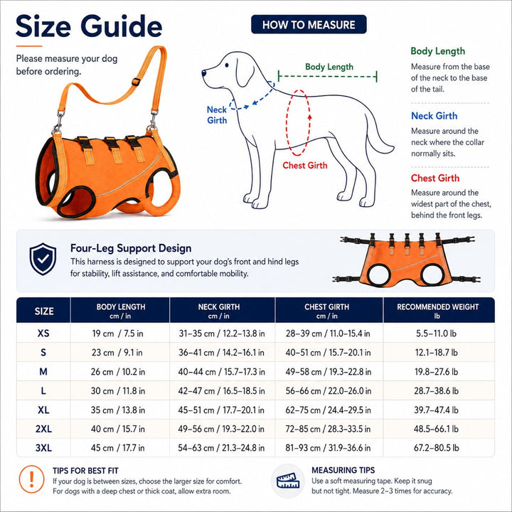Full-Body Dog Mobility Support Harness for Stairs & Car Rides