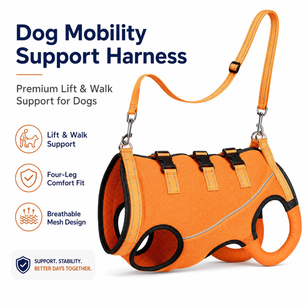 Full-Body Dog Mobility Support Harness for Stairs & Car Rides
