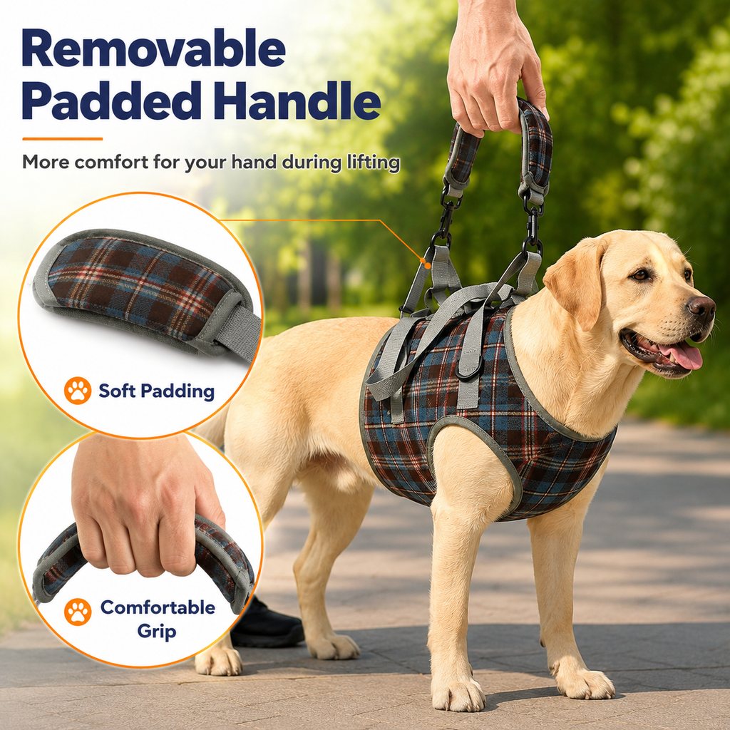 Dog Mobility Support Harness for Stairs & Cars | Front or Rear Lift Assist for Weak Legs