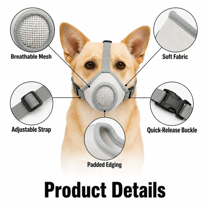 Breathable Dog Muzzle for Walks, Grooming & Vet Visits