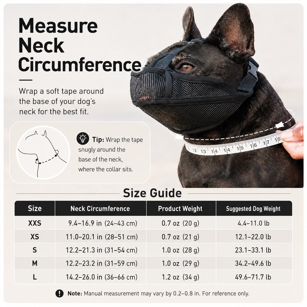 French Bulldog Breathable Mesh Muzzle for Walks, Grooming & Scavenging Control