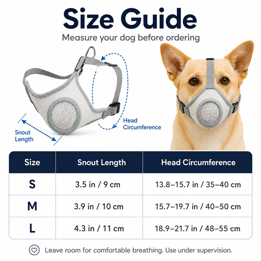 Breathable Dog Muzzle for Walks, Grooming & Vet Visits