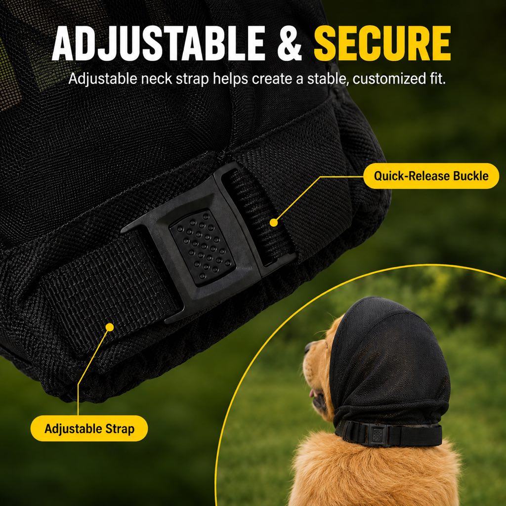 Breathable Anti-Scavenging Dog Muzzle for Walks | Mesh Hood Helps Block Food Scraps & Trash