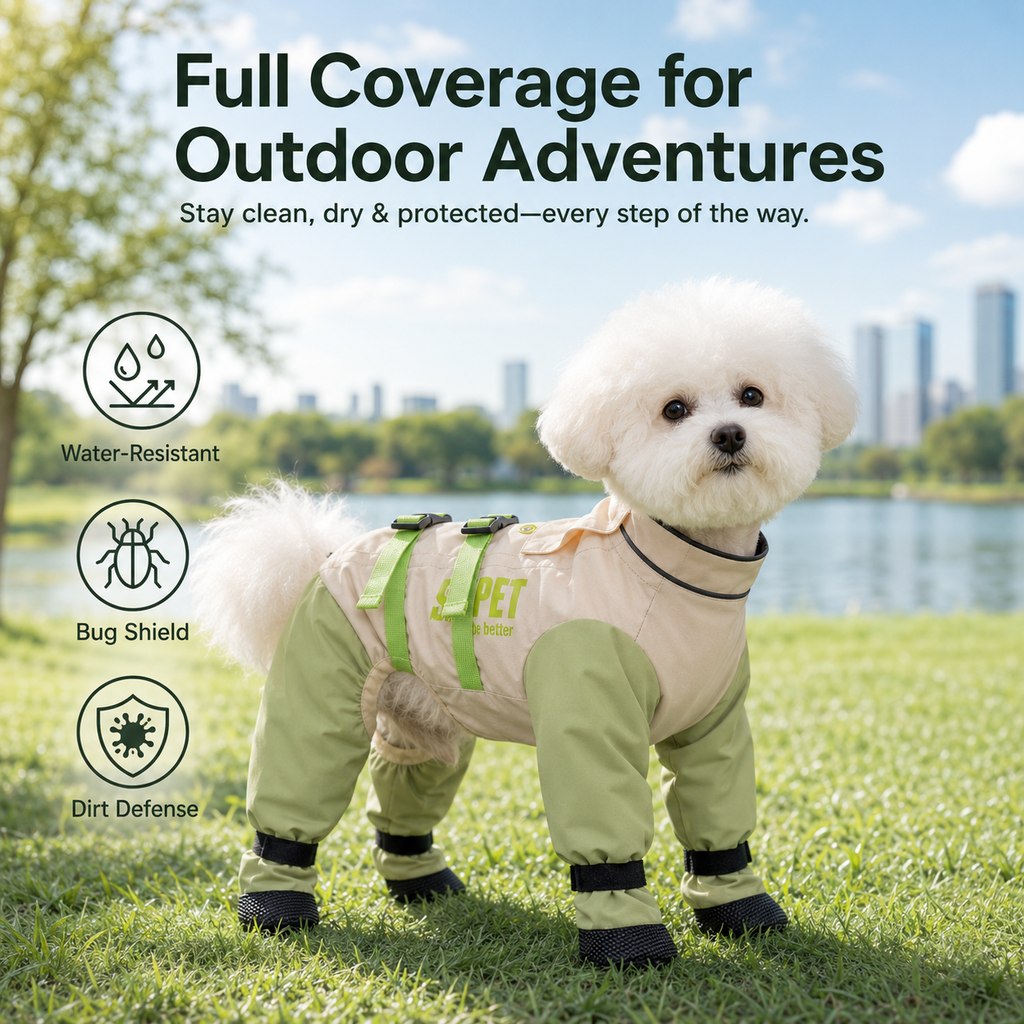Dog Outdoor Protection Suit | Keep Fur Cleaner from Grass, Dirt, Bugs & Wet Ground During Walks