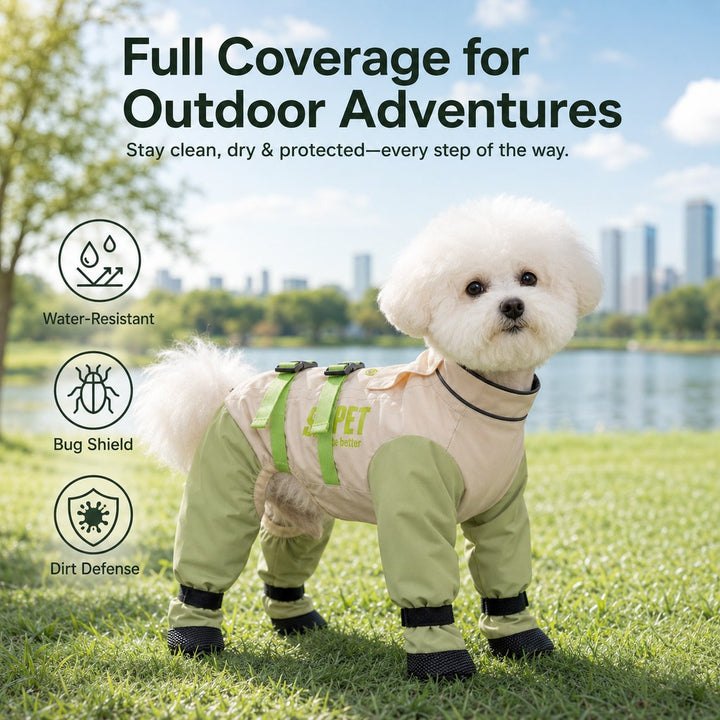 Dog Outdoor Protection Suit | Keep Fur Cleaner from Grass, Dirt, Bugs & Wet Ground During Walks