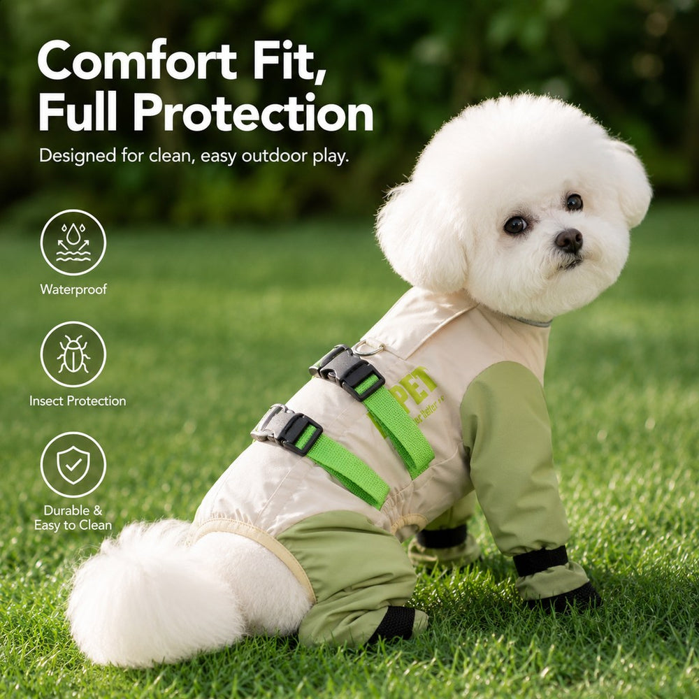 Dog Outdoor Protection Suit | Keep Fur Cleaner from Grass, Dirt, Bugs & Wet Ground During Walks