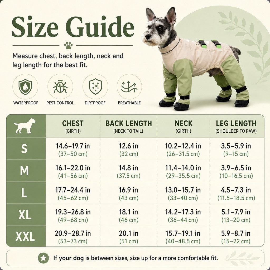 Dog Outdoor Protection Suit | Keep Fur Cleaner from Grass, Dirt, Bugs & Wet Ground During Walks