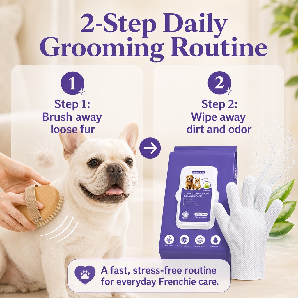 Frenchie Daily Grooming Kit for After-Walk & Between-Bath Care
