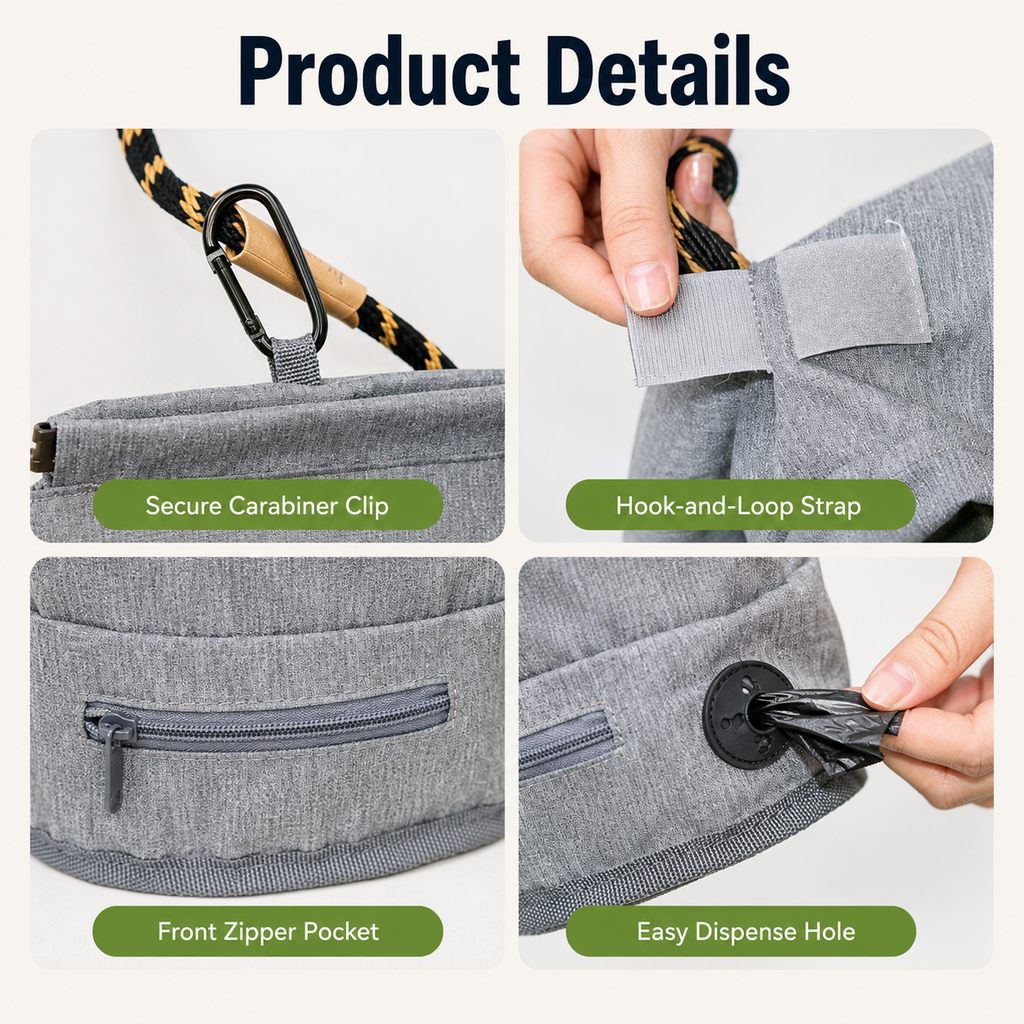 Dog Poop Bag Holder for Walks | Carry Used Waste Bags Hands-Free Until the Next Trash Can