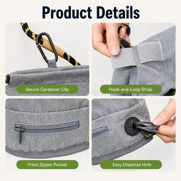 Dog Poop Bag Holder for Walks | Carry Used Waste Bags Hands-Free Until the Next Trash Can