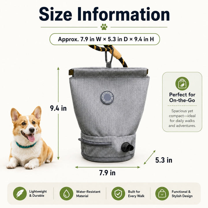 Dog Poop Bag Holder for Walks | Carry Used Waste Bags Hands-Free Until the Next Trash Can