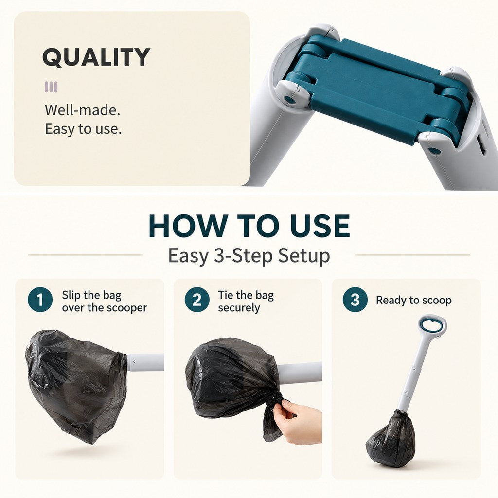 Dog Pooper Scooper for Walks & Yard Cleanup