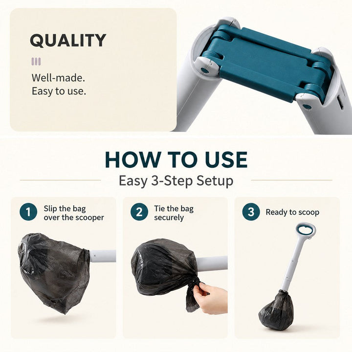 Dog Pooper Scooper for Walks & Yard Cleanup