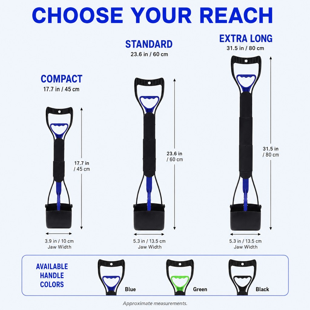 Foldable Long-Handle Dog Pooper Scooper for Yard & Walks | One-Hand Bag-Lined Pickup