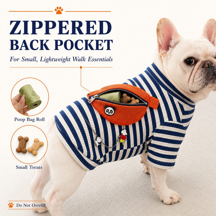 French Bulldog Striped Pocket Pullover for Cool Indoor Spaces & Easy Walks | Broad-Chest Sizing