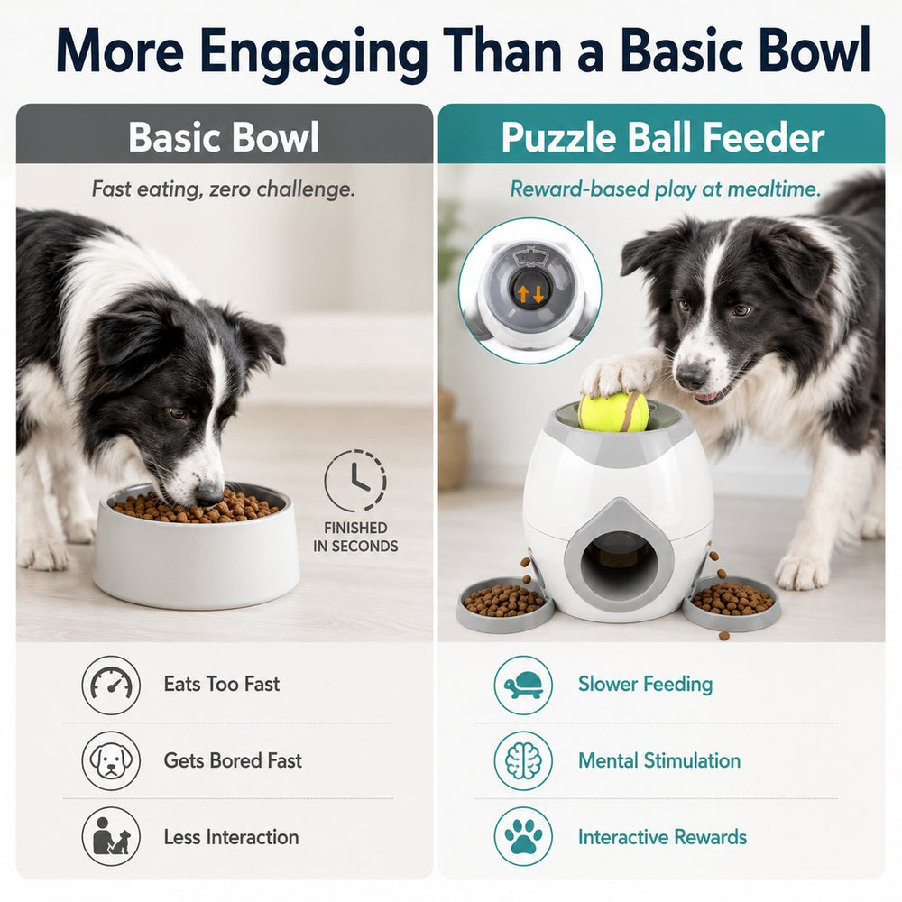Ball-Activated Dog Puzzle Feeder for Indoor Play & Slow Eating
