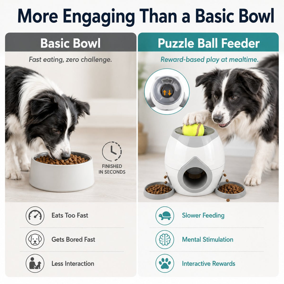 Ball-Activated Dog Puzzle Feeder for Indoor Play & Slow Eating