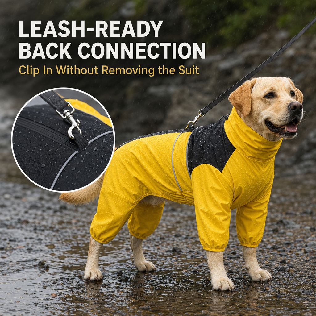 Full-Body Waterproof Dog Rain Suit for Muddy Walks | Keeps Belly & Legs Cleaner