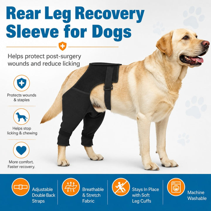 Dog Rear Leg Recovery Sleeve for Post-Surgery Care & Licking Protection