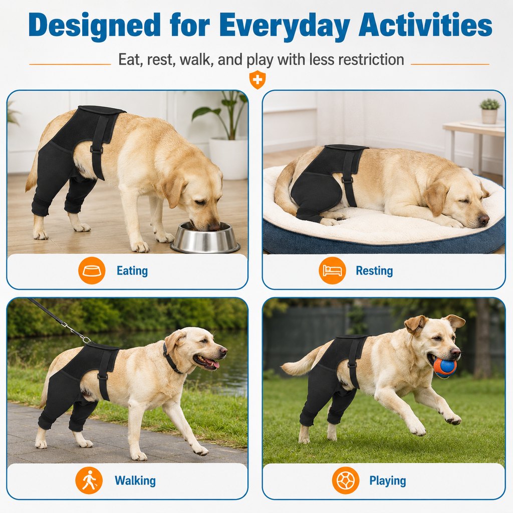 Dog Rear Leg Recovery Sleeve for Post-Surgery Care & Licking Protection