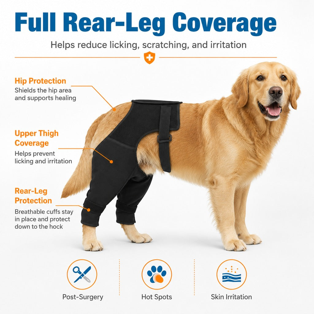 Dog Rear Leg Recovery Sleeve for Post-Surgery Care & Licking Protection