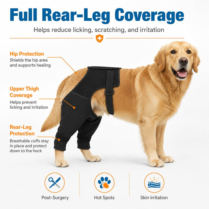 Dog Rear Leg Recovery Sleeve for Post-Surgery Care & Licking Protection