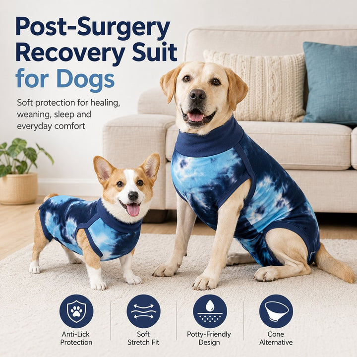 Dog Post Surgery Recovery Suit | Soft Anti-Lick Protective Onesie for Spay Neuter Recovery