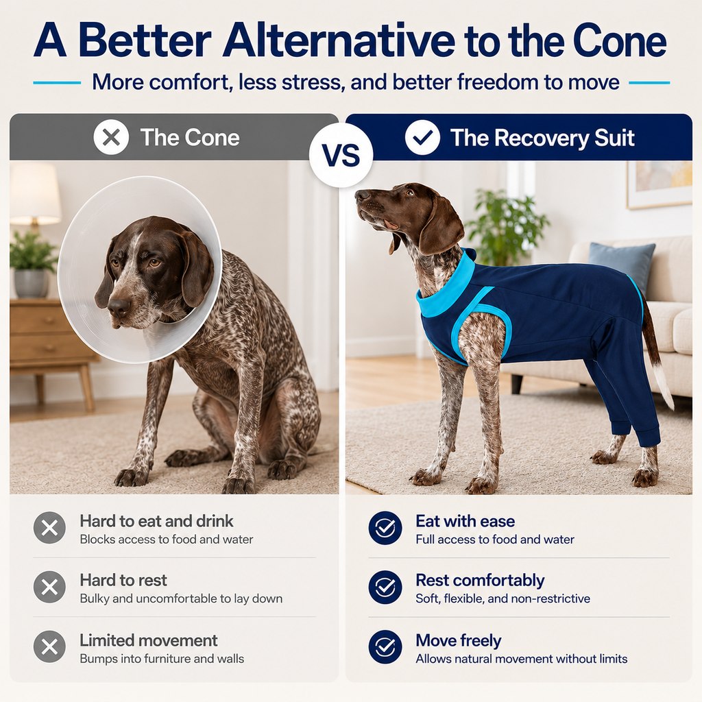 Dog Recovery Suit with Rear Leg Coverage | Anti-Lick Cone Alternative