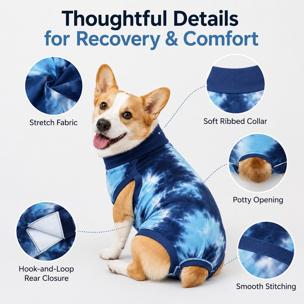 Dog Post Surgery Recovery Suit | Soft Anti-Lick Protective Onesie for Spay Neuter Recovery