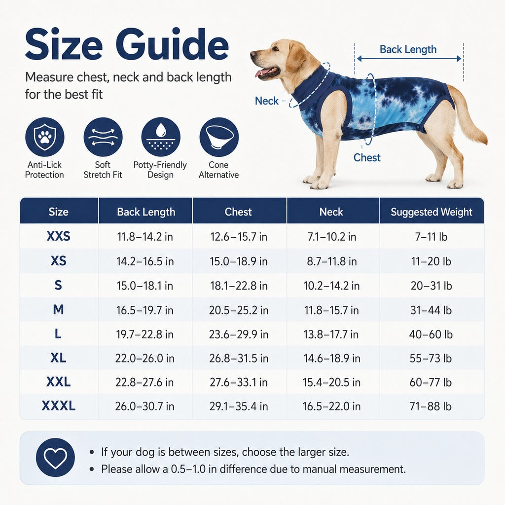 Dog Post Surgery Recovery Suit | Soft Anti-Lick Protective Onesie for Spay Neuter Recovery