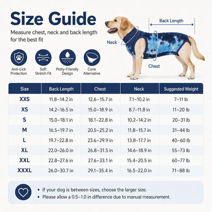 Dog Post Surgery Recovery Suit | Soft Anti-Lick Protective Onesie for Spay Neuter Recovery