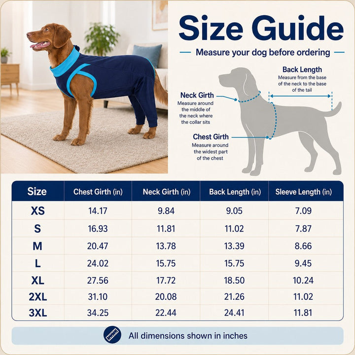 Dog Recovery Suit with Rear Leg Coverage | Anti-Lick Cone Alternative