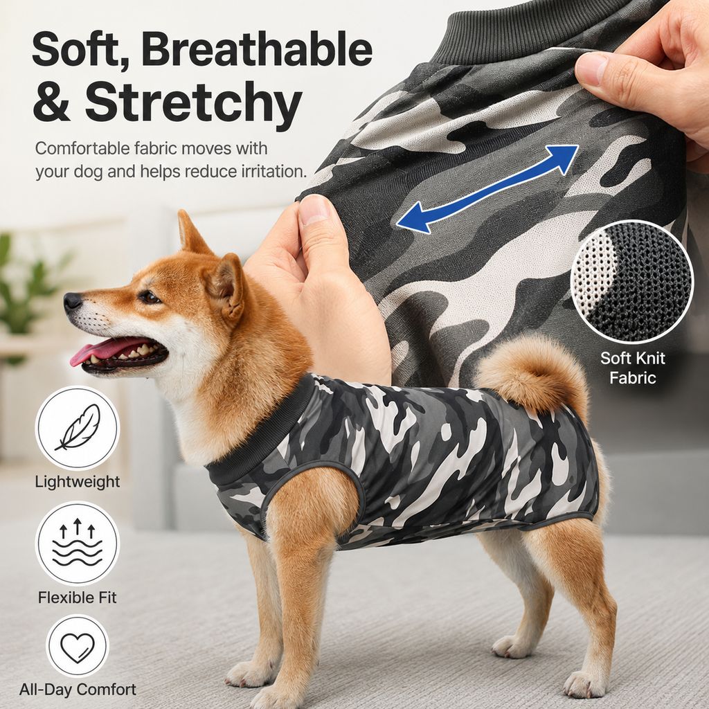 Dog Post-Surgery Recovery Suit for Spay & Neuter | Anti-Lick Cone Alternative