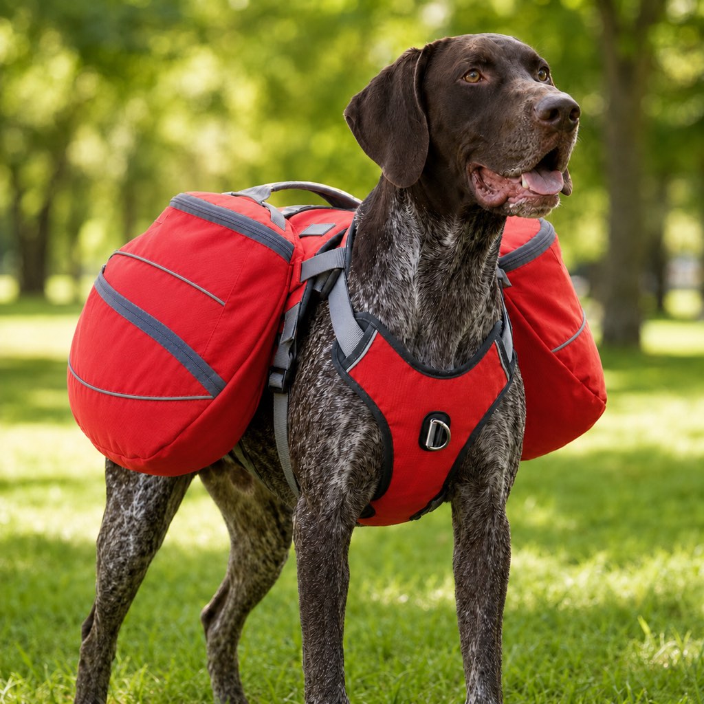 Dog Saddlebag Backpack Harness for Hiking & Camping