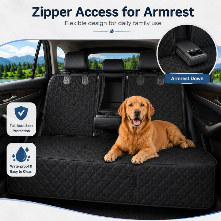 Waterproof Dog Car Back Seat Cover for Road Trips | Protects from Mud, Fur & Scratches