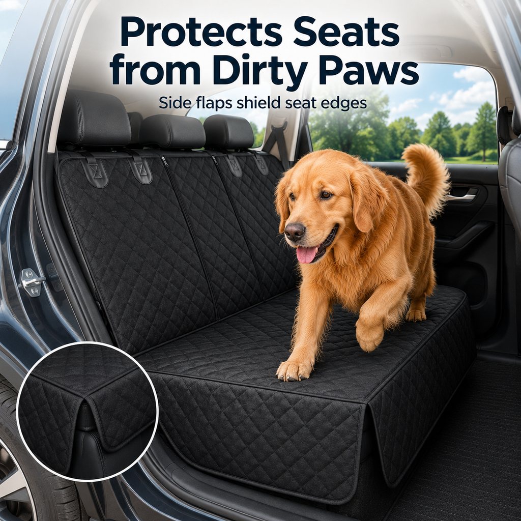 Waterproof Dog Car Back Seat Cover for Road Trips | Protects from Mud, Fur & Scratches