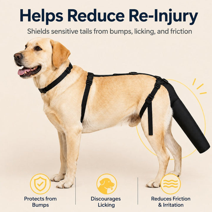 Adjustable Dog Tail Protector for Recovery & Daily Walks | Padded Guard for Sensitive Tails
