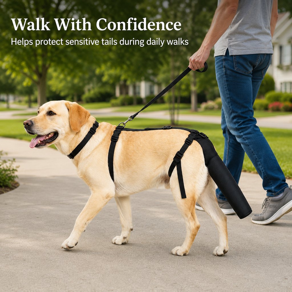 Adjustable Dog Tail Protector for Recovery & Daily Walks | Padded Guard for Sensitive Tails