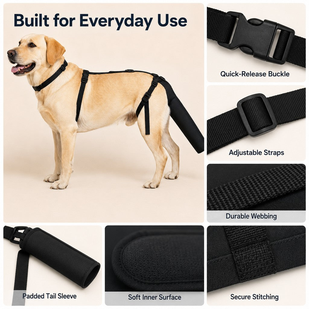 Adjustable Dog Tail Protector for Recovery & Daily Walks | Padded Guard for Sensitive Tails