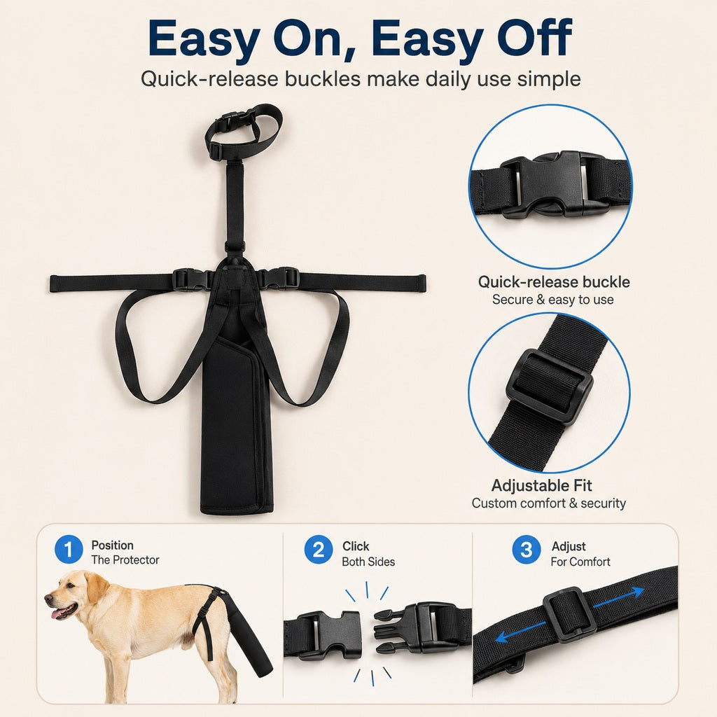 Adjustable Dog Tail Protector for Recovery & Daily Walks | Padded Guard for Sensitive Tails